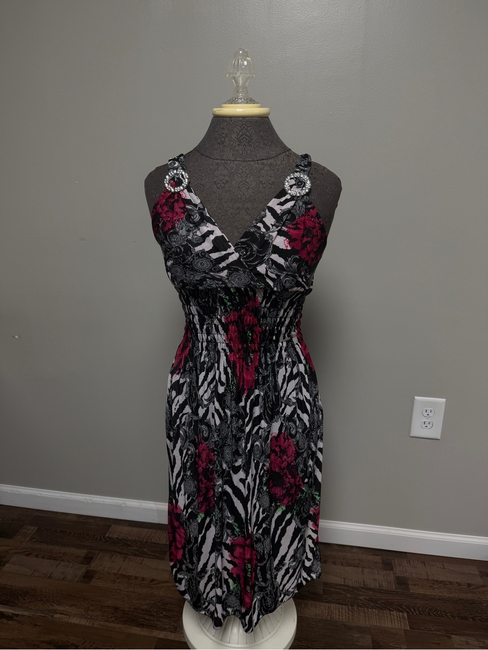Y2k Zebra/Floral Printed Dress